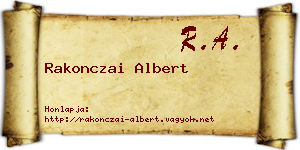 Rakonczai Albert névjegykártya