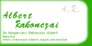 albert rakonczai business card